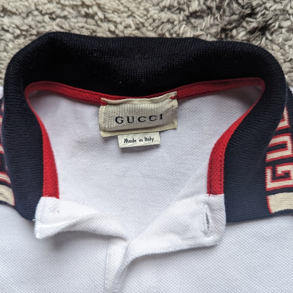 Gucci Kids White Polo with Black and Red Collar - Picture 3 of 7
